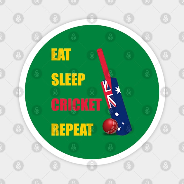 Eat Sleep Cricket Repeat Australia Flag Cricket Bat Magnet by DPattonPD